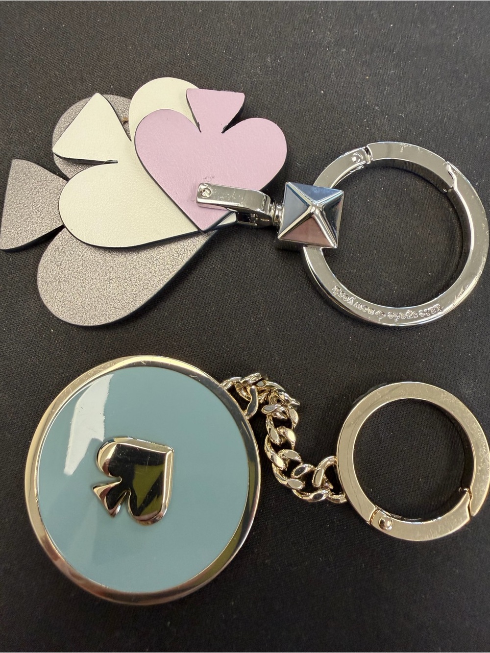 kate spade Pastel Heart & Blue Enamel Spade Keychain Duo